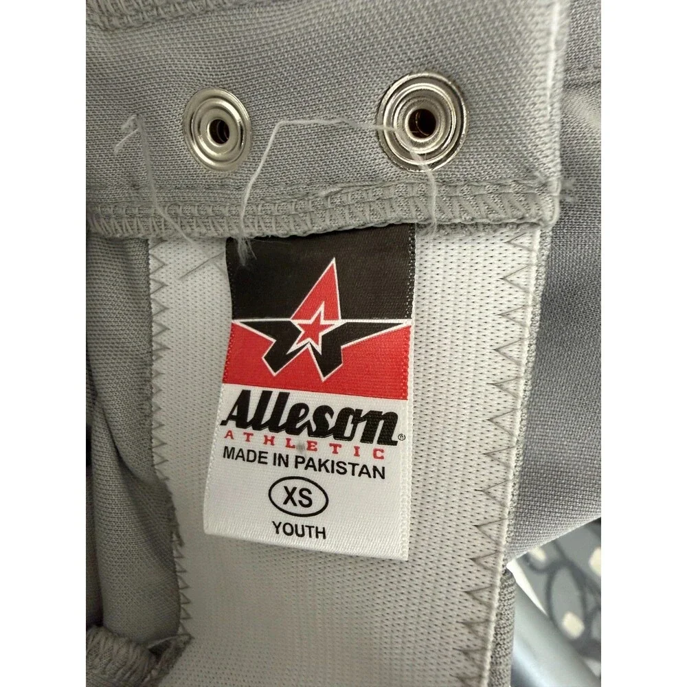 Alleson Athletic Youth XS Gray Baseball Pants Double Knee Elastic Cuff Belt Loop